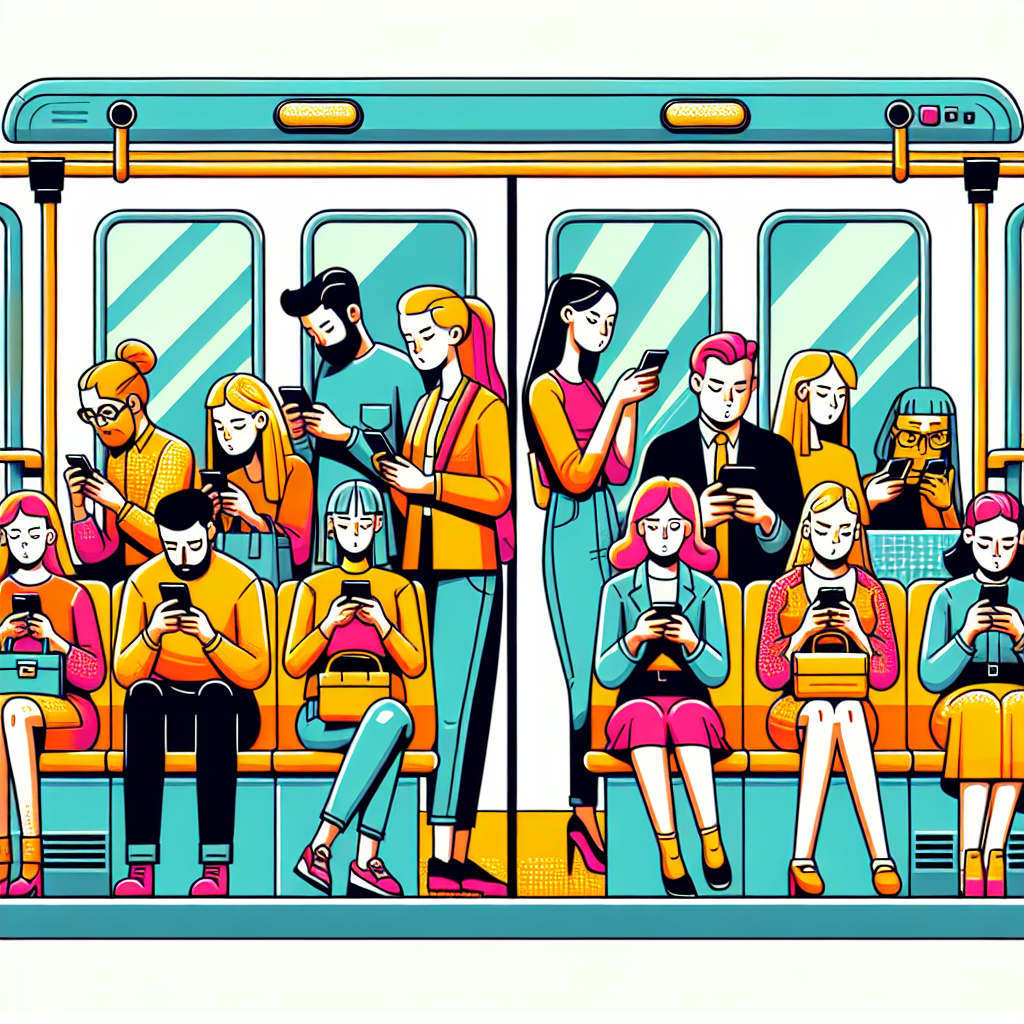 満員電車でスマホを見る人